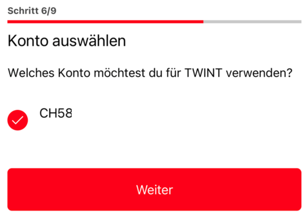 Twint-Registrierung Schritt 6