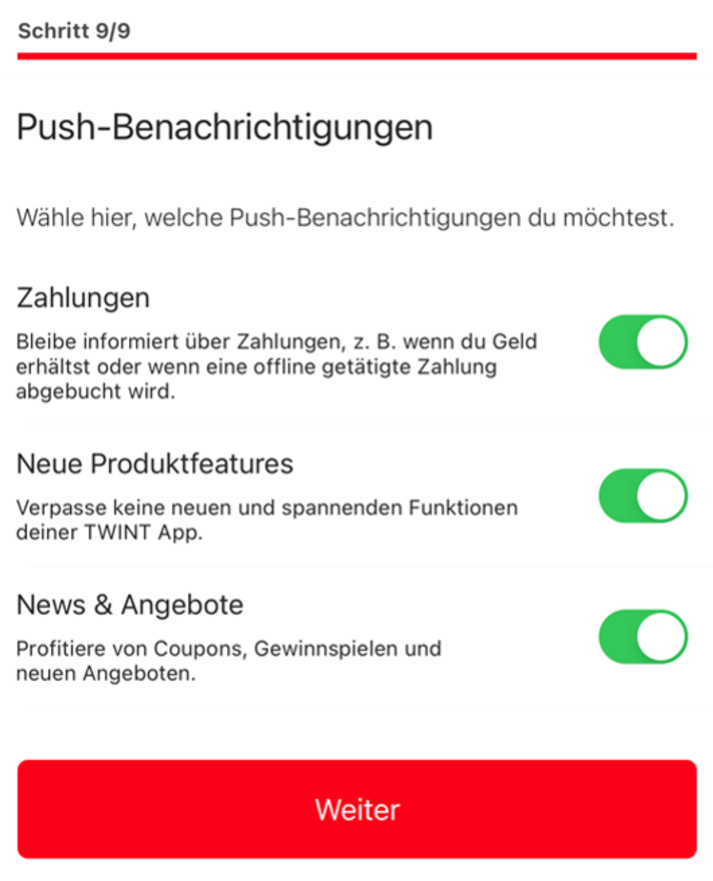 Twint-Registrierung Schritt 9
